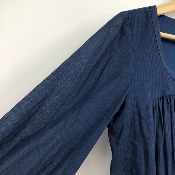 Wilfred Aritzia Navy Blue 3/4  balloon sleeve gold studded scoop neckline tunic - Picture 12 of 15